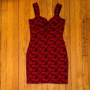 Candie’s 90s Y2K bodycon Red and black Floral Dress size M